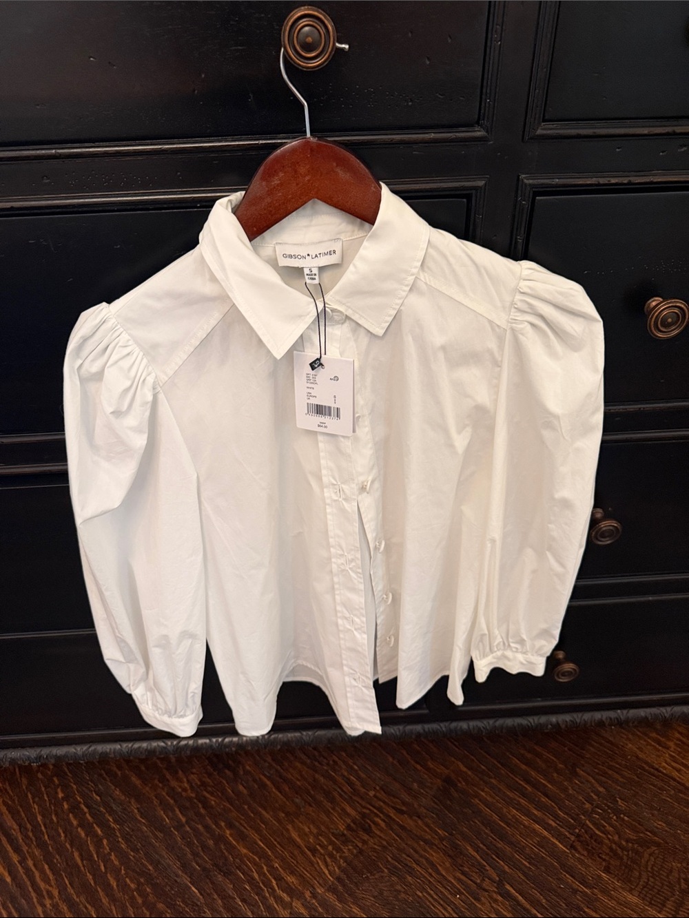 Gibson Latimer White Puff-Sleeve Button Down Shirt